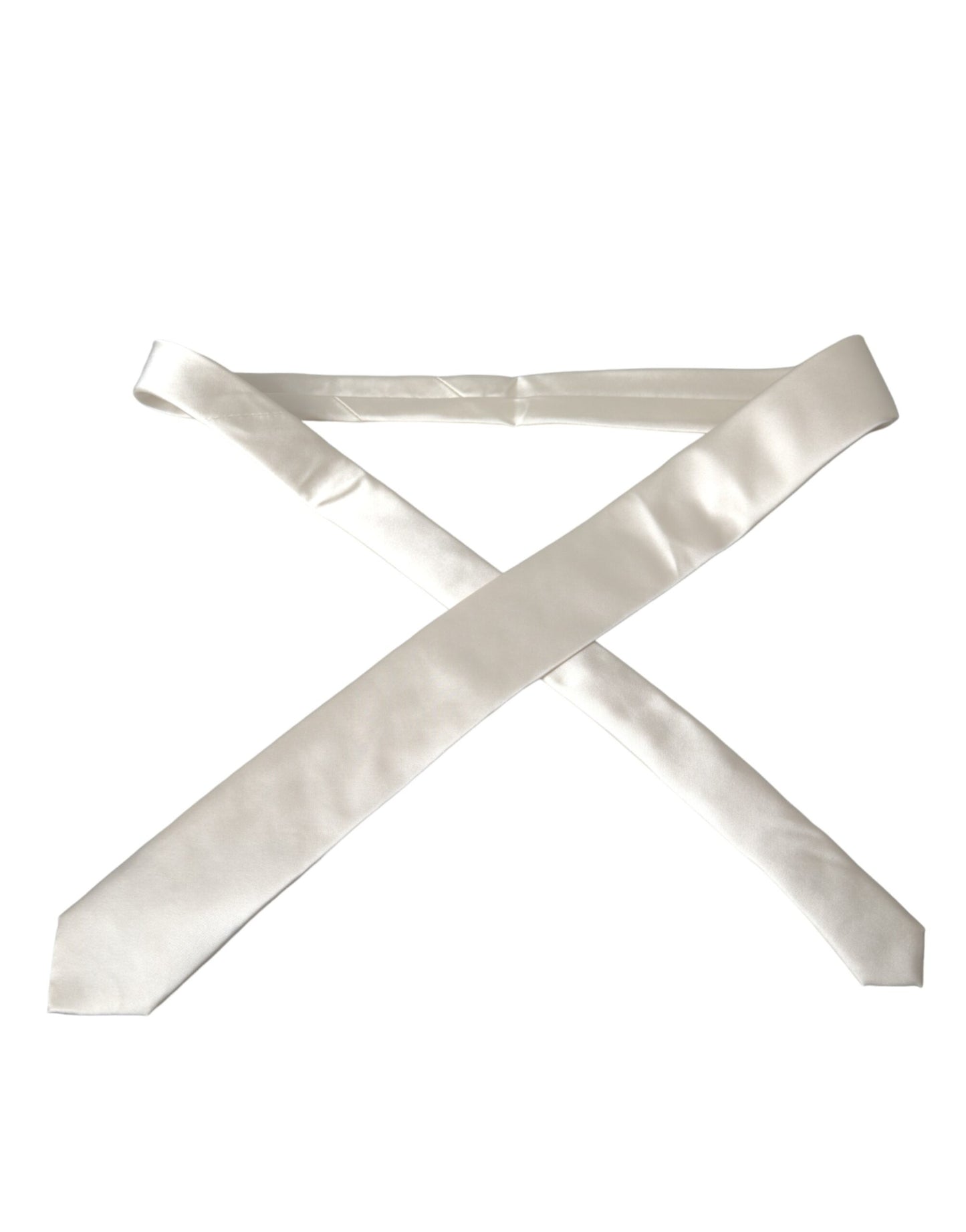 Dolce & Gabbana White Solid 100% Silk Adjustable Tie Dolce & Gabbana