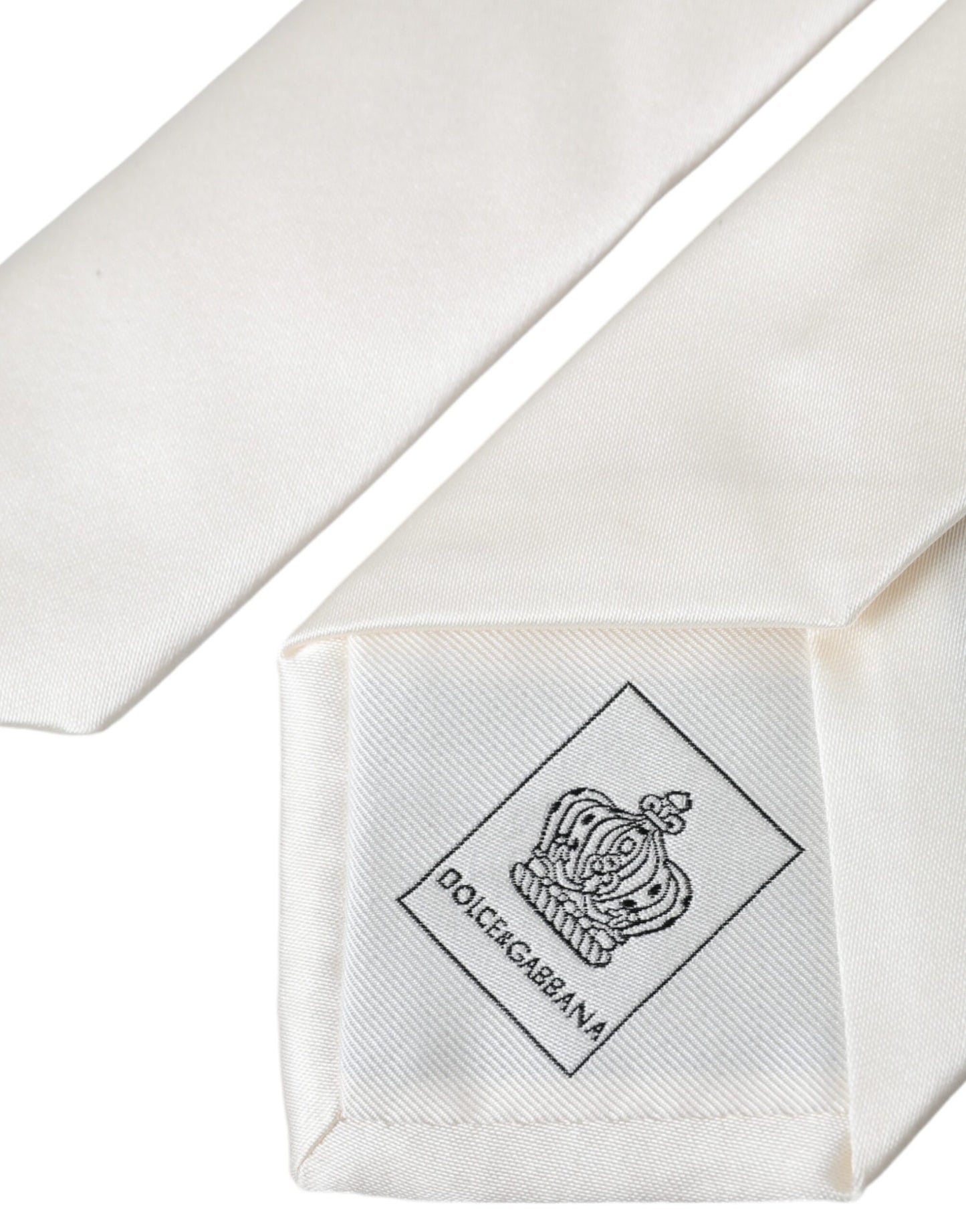 Dolce & Gabbana White Solid 100% Silk Adjustable Tie Dolce & Gabbana