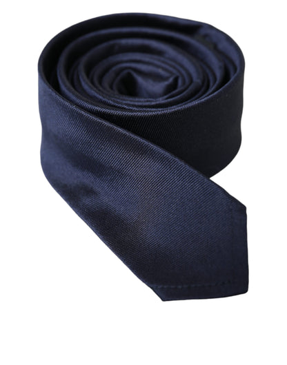 Dolce & Gabbana Blue Solid Silk Adjustable Tie Men Dolce & Gabbana