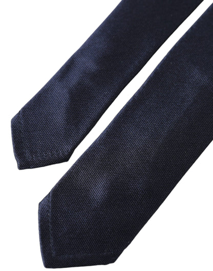 Dolce & Gabbana Blue Solid Silk Adjustable Tie Men Dolce & Gabbana