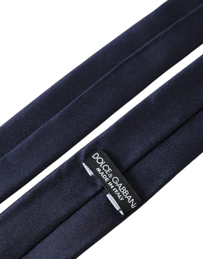 Dolce & Gabbana Blue Solid Silk Adjustable Tie Men Dolce & Gabbana