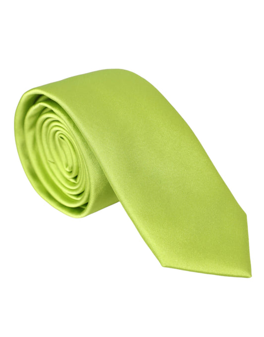 Dolce & Gabbana Green Solid Silk Adjustable Tie Men Dolce & Gabbana