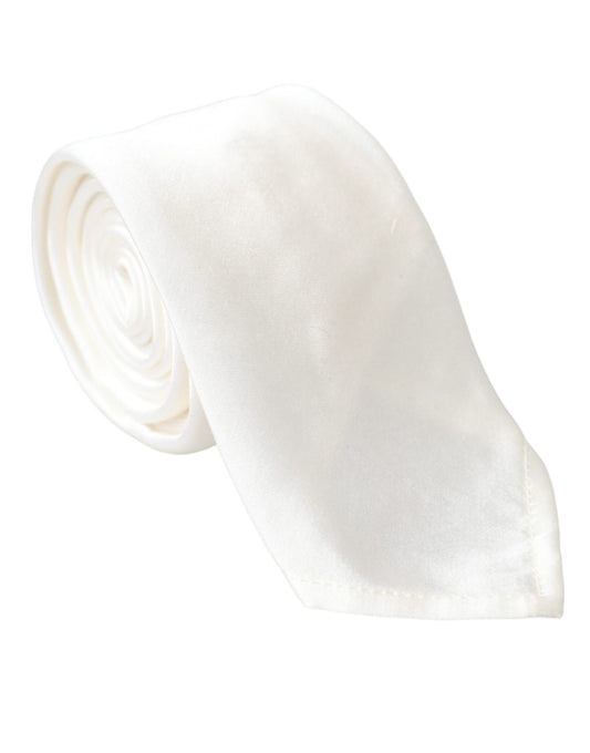 Dolce & Gabbana White Silk Blend Adjustable Tie Men Dolce & Gabbana