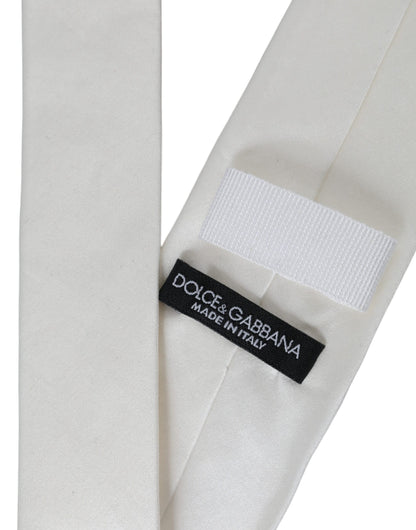 Dolce & Gabbana White Silk Blend Adjustable Tie Men Dolce & Gabbana