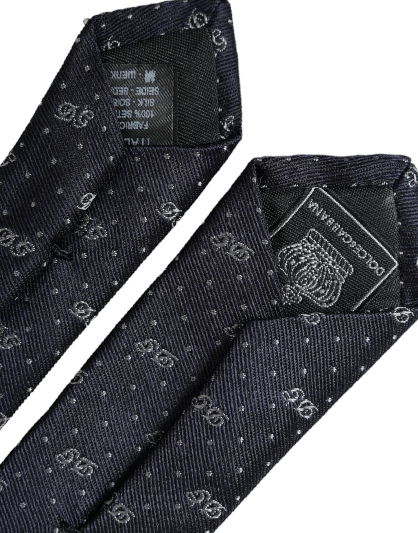 Dolce & Gabbana Blue DG Logo 100% Silk Adjustable Tie Dolce & Gabbana