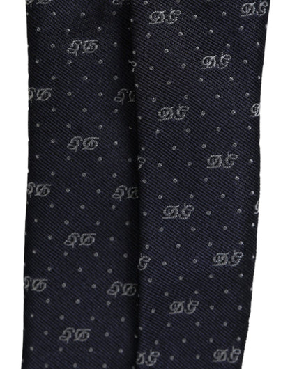 Dolce & Gabbana Blue DG Logo 100% Silk Adjustable Tie Dolce & Gabbana