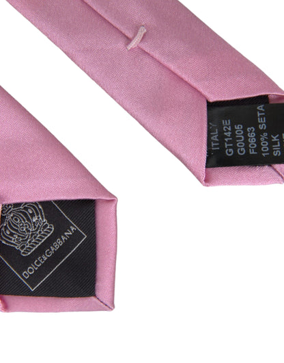 Dolce & Gabbana Pink Solid Silk Adjustable Tie Men Dolce & Gabbana