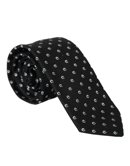 Dolce & Gabbana Black Logo Cotton Blend Adjustable Tie Dolce & Gabbana