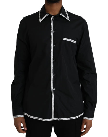 Dolce & Gabbana Black Collared Long Sleeve Cotton Casual Shirt Dolce & Gabbana