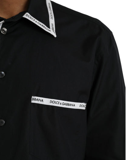 Dolce & Gabbana Black Collared Long Sleeve Cotton Casual Shirt Dolce & Gabbana