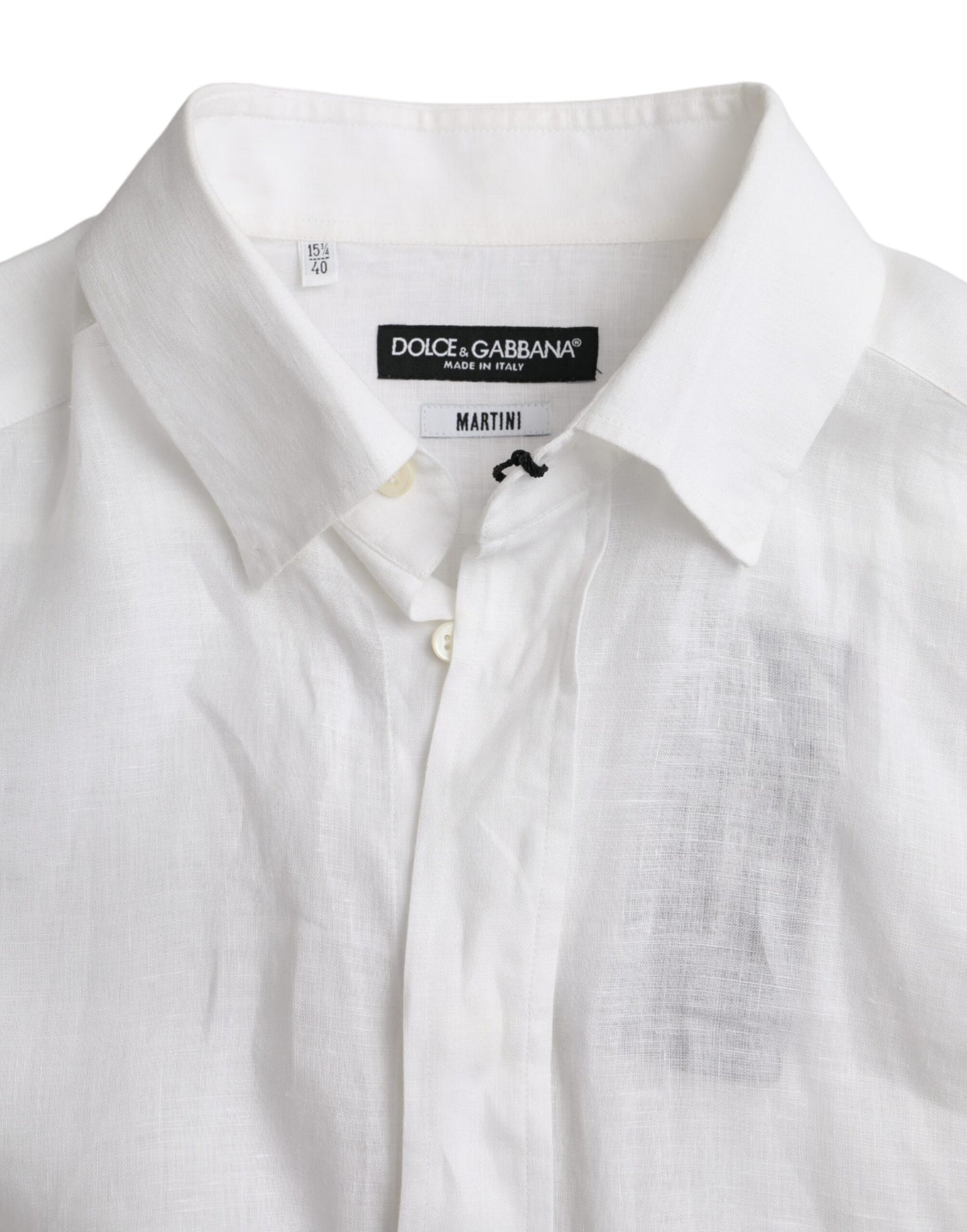 Dolce & Gabbana White Linen Long Sleeve Dress MARTINI Shirt Dolce & Gabbana