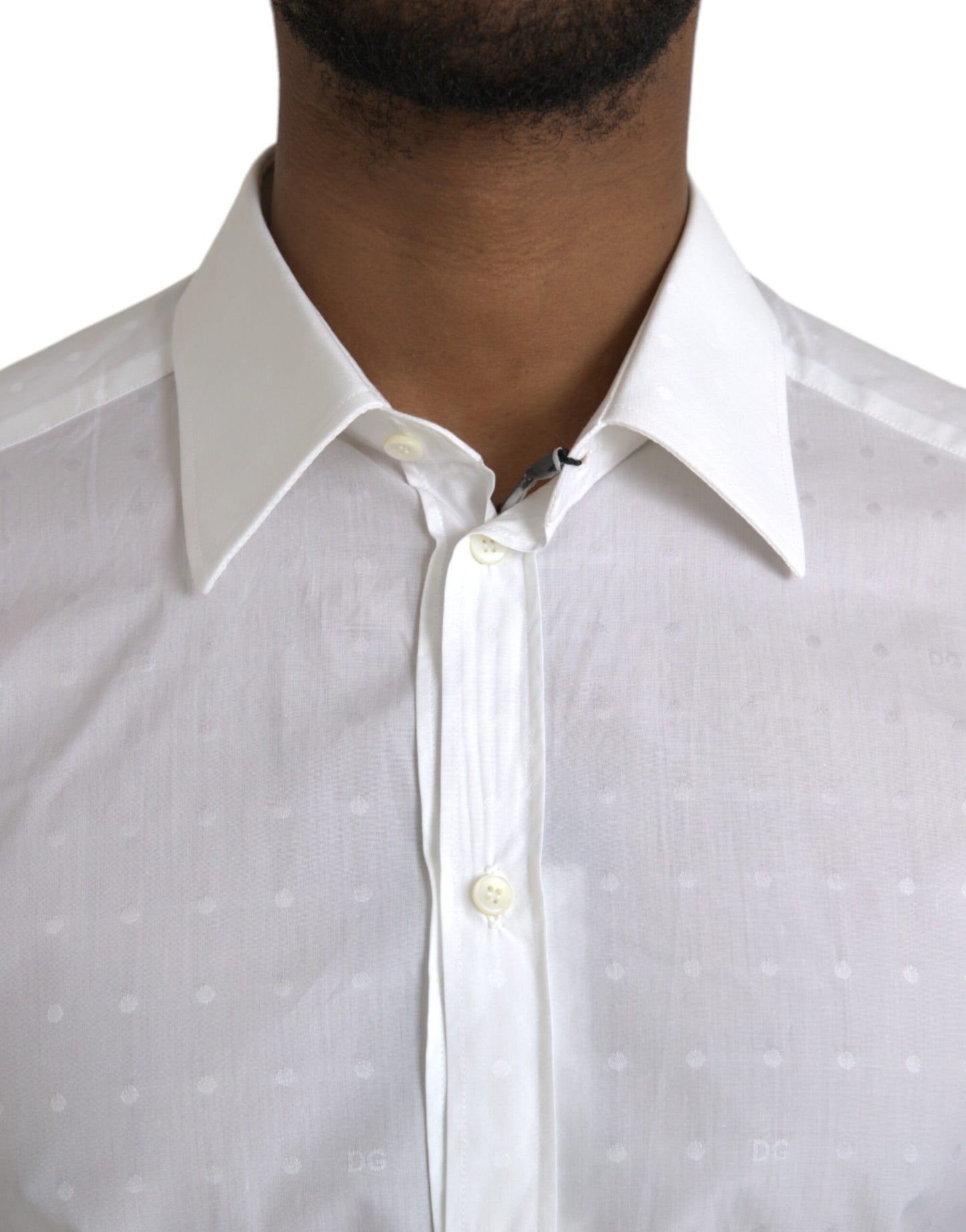 Dolce & Gabbana White Logo Cotton Men Dress GOLD Shirt Dolce & Gabbana