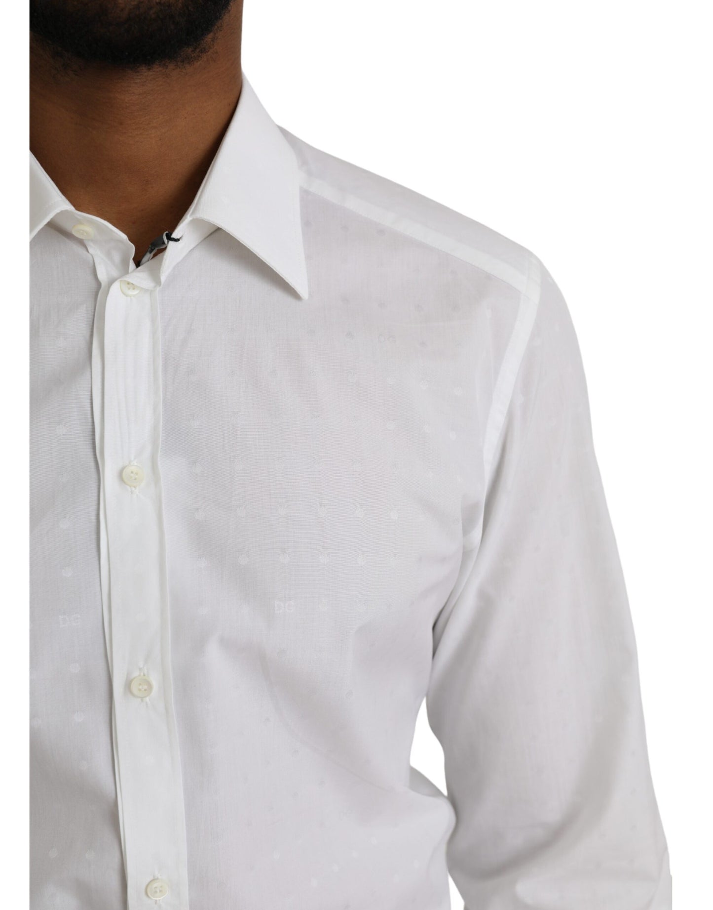 Dolce & Gabbana White Logo Cotton Men Dress GOLD Shirt Dolce & Gabbana