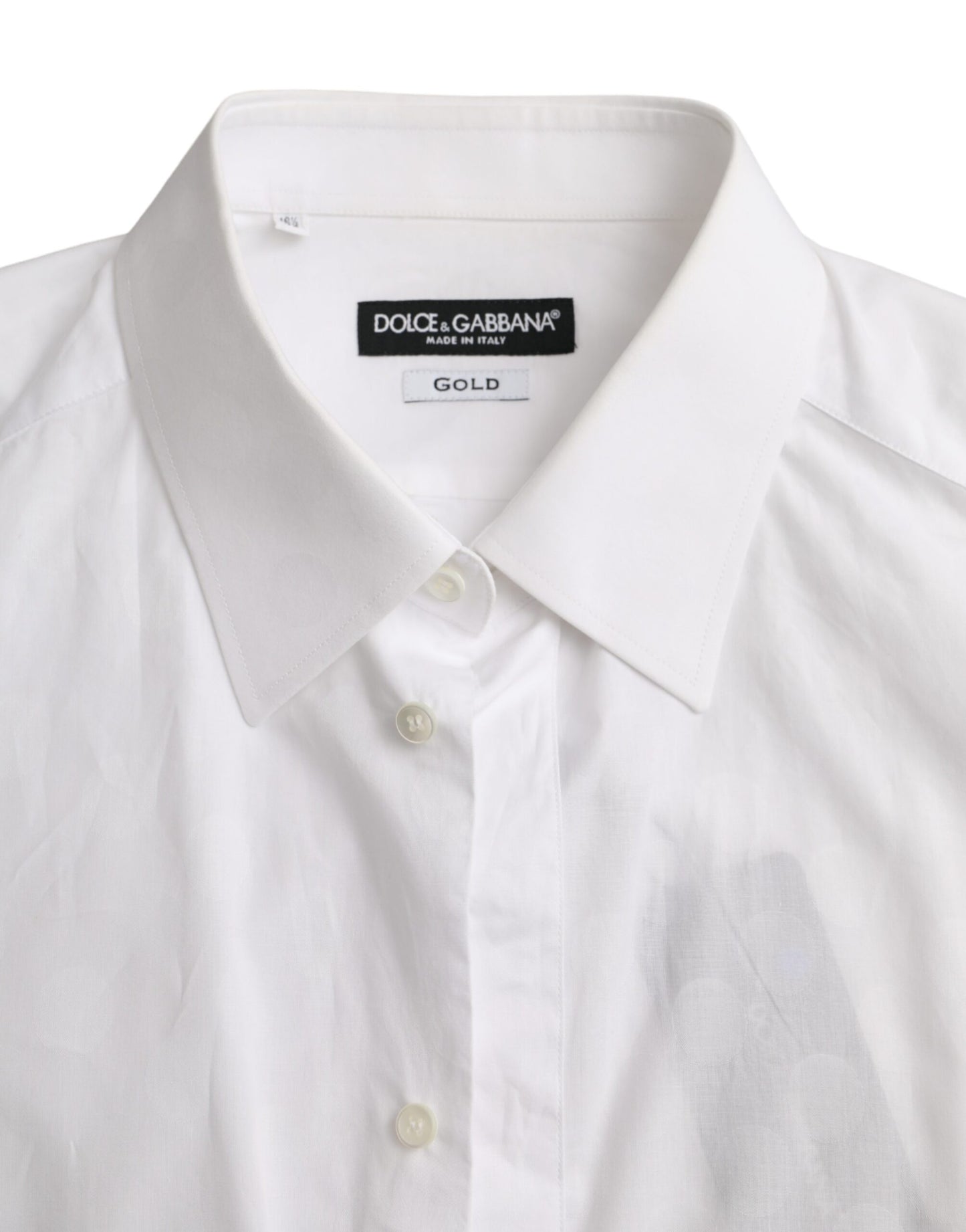 Dolce & Gabbana White Polka Dotted Cotton Dress GOLD Shirt Dolce & Gabbana