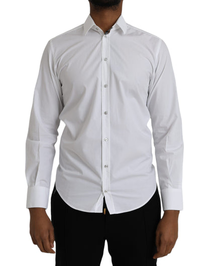 Dolce & Gabbana White Cotton Long Sleeve Dress MARTINI Shirt Dolce & Gabbana