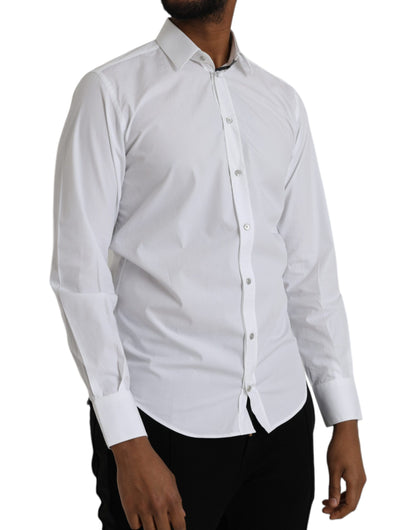 Dolce & Gabbana White Cotton Long Sleeve Dress MARTINI Shirt Dolce & Gabbana