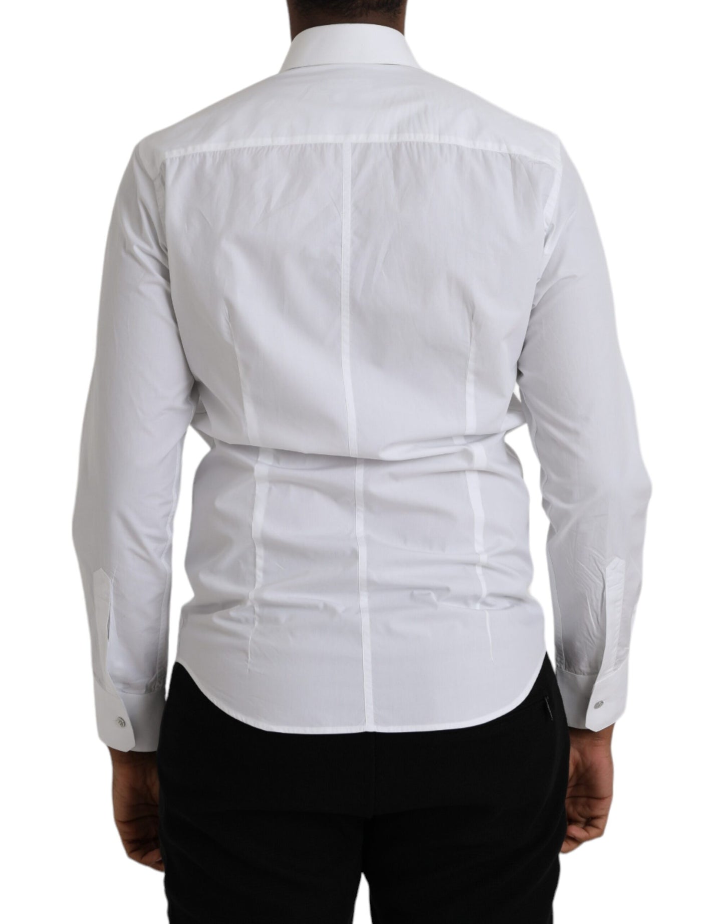 Dolce & Gabbana White Cotton Long Sleeve Dress MARTINI Shirt Dolce & Gabbana