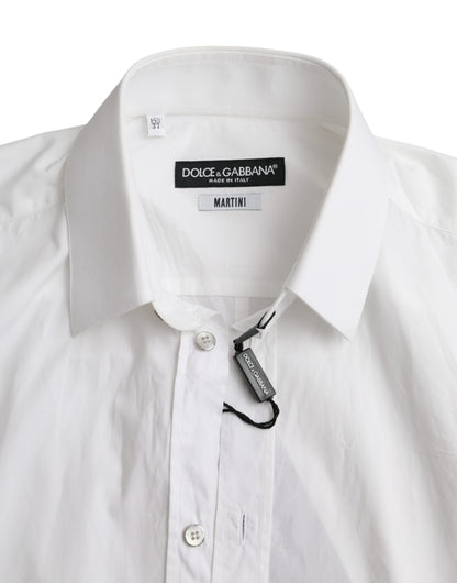 Dolce & Gabbana White Cotton Long Sleeve Dress MARTINI Shirt Dolce & Gabbana