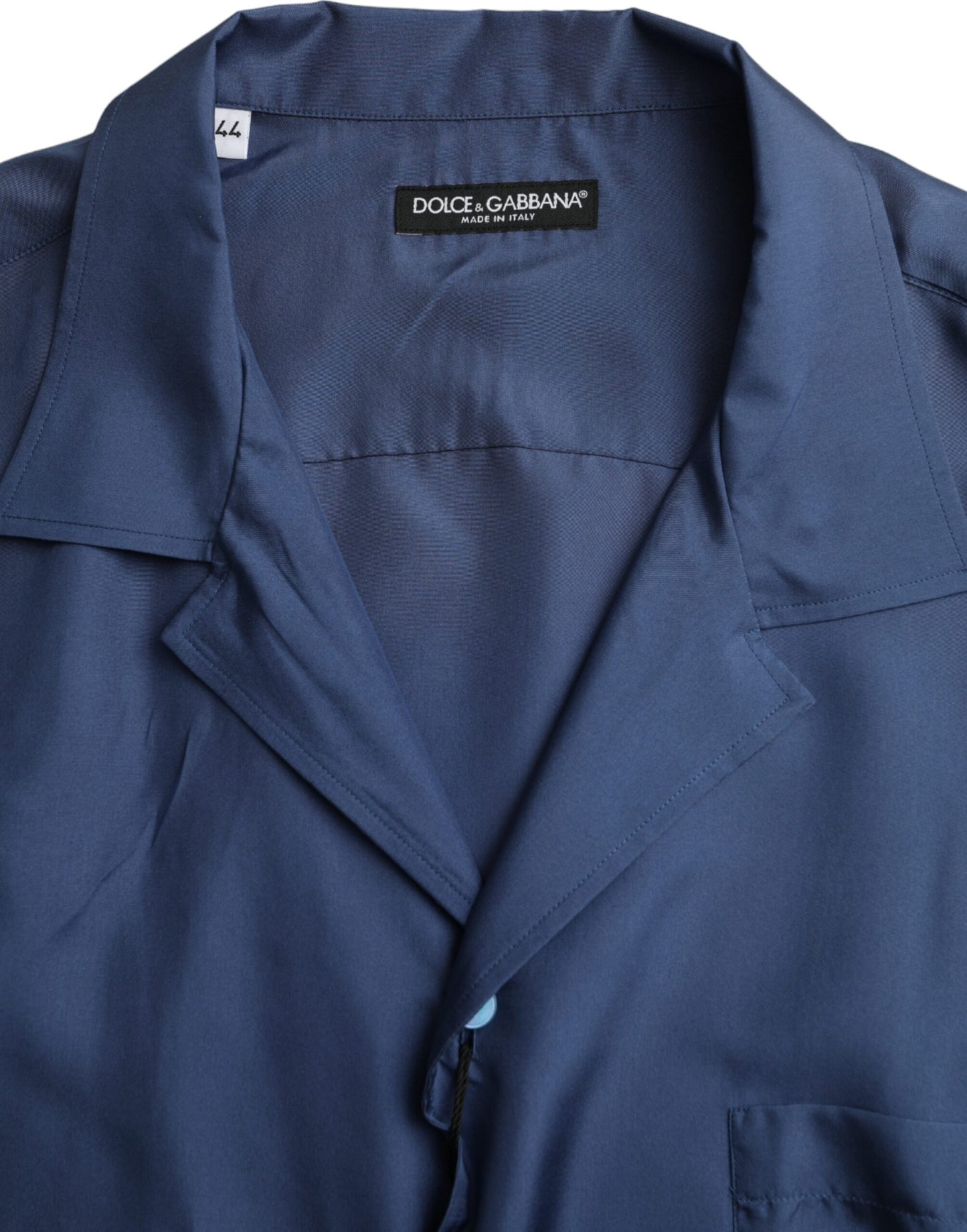 Dolce & Gabbana Blue Silk Long Sleeve Lounge Casual Shirt Dolce & Gabbana