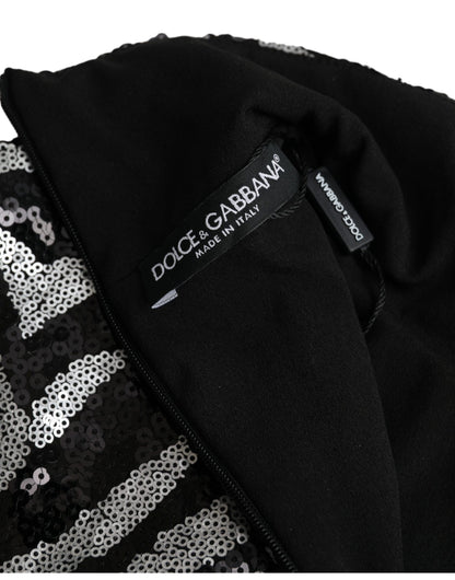 Dolce & Gabbana Black Silver Sequined Polyester Sweater Dolce & Gabbana