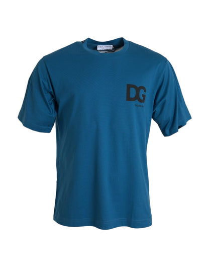 Dolce & Gabbana Blue Logo Round Neck Short Sleeves T-shirt Dolce & Gabbana