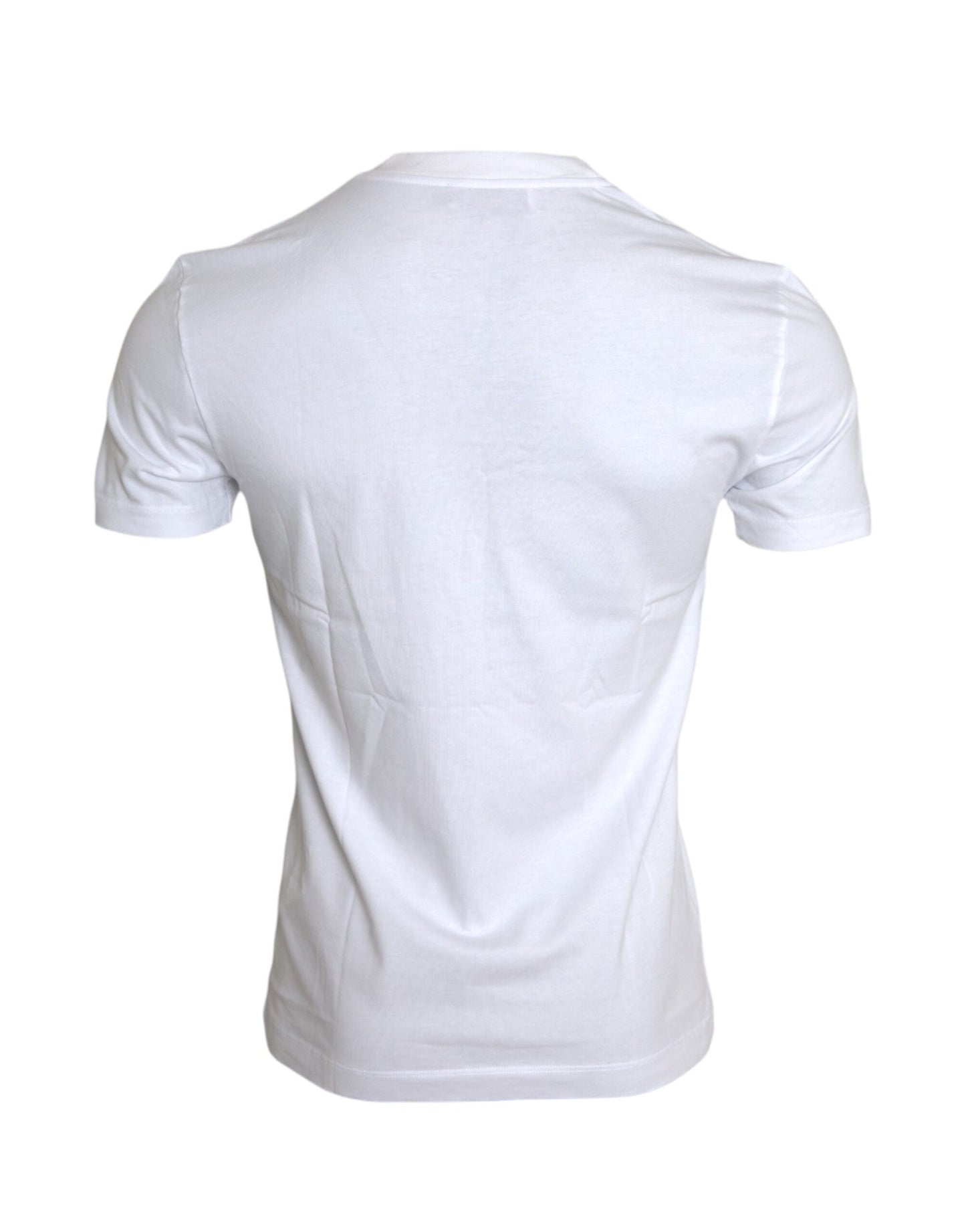 Dolce & Gabbana White Cotton DG Applique Men Casual T-shirt Dolce & Gabbana