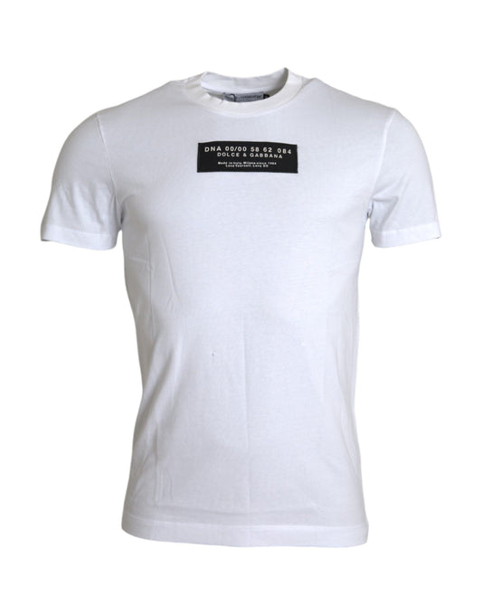 Dolce & Gabbana White Cotton DG Applique Men Casual T-shirt Dolce & Gabbana