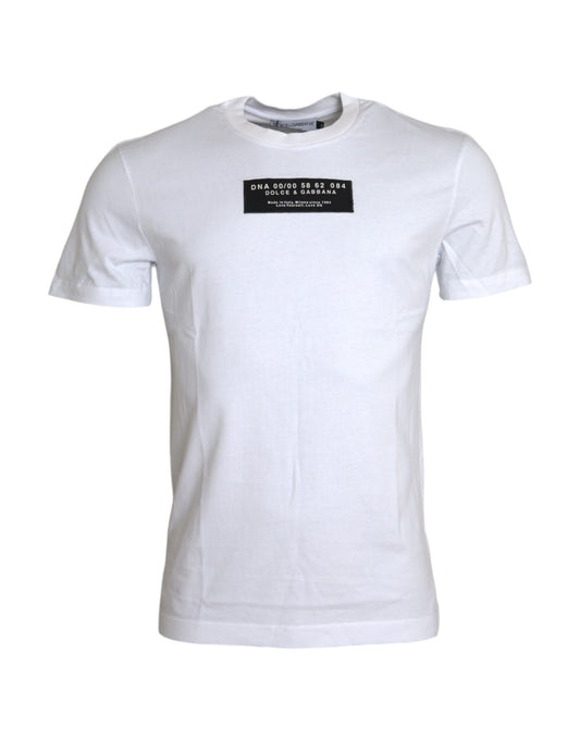 Dolce & Gabbana White Cotton DG Applique Men Casual T-shirt Dolce & Gabbana