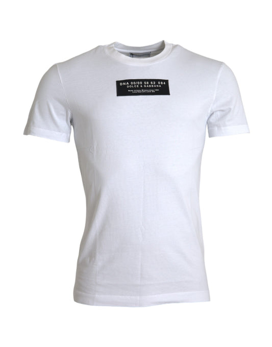 Dolce & Gabbana White Cotton DG Applique Men Casual T-shirt Dolce & Gabbana