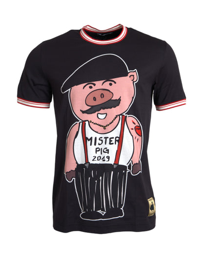 Dolce & Gabbana Black Cotton 2019 Year of the Pig T-shirt Dolce & Gabbana