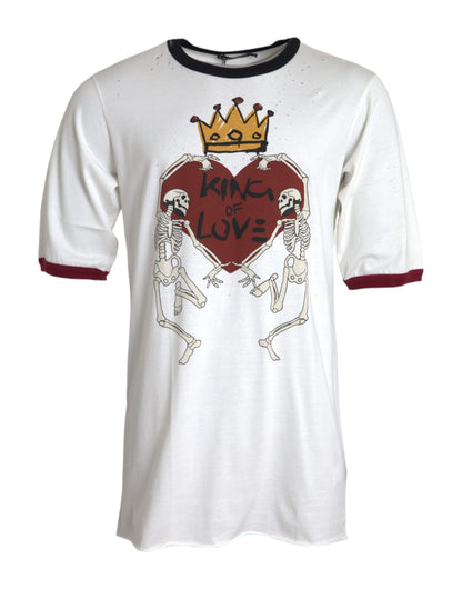 Dolce & Gabbana White King Of Love Cotton Men T-shirt Dolce & Gabbana