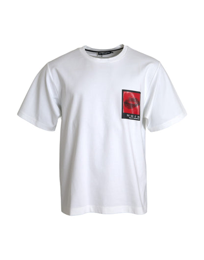 Dolce & Gabbana White Red Lips Print Cotton Men T-shirt Dolce & Gabbana