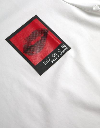 Dolce & Gabbana White Red Lips Print Cotton Men T-shirt Dolce & Gabbana