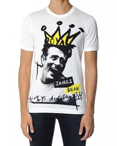 Dolce & Gabbana White Graphic Cotton Short Sleeves Men T-shirt Dolce & Gabbana