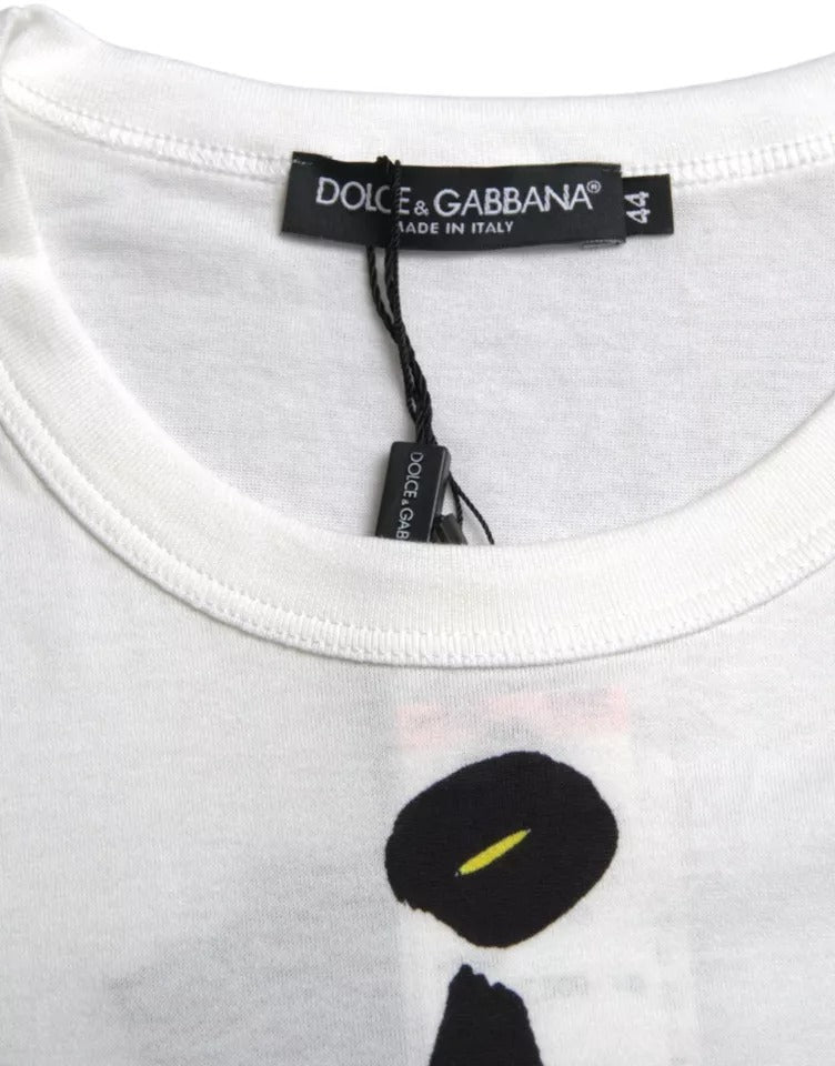 Dolce & Gabbana White Graphic Cotton Short Sleeves Men T-shirt Dolce & Gabbana