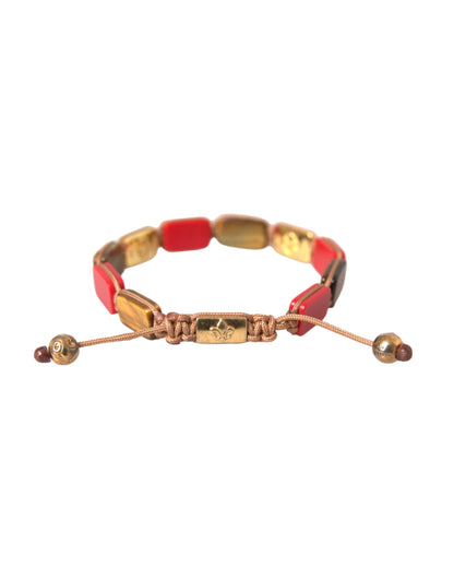 Nialaya CZ Tiger Eye Red Coral 925 Silver Men Bracelet Nialaya