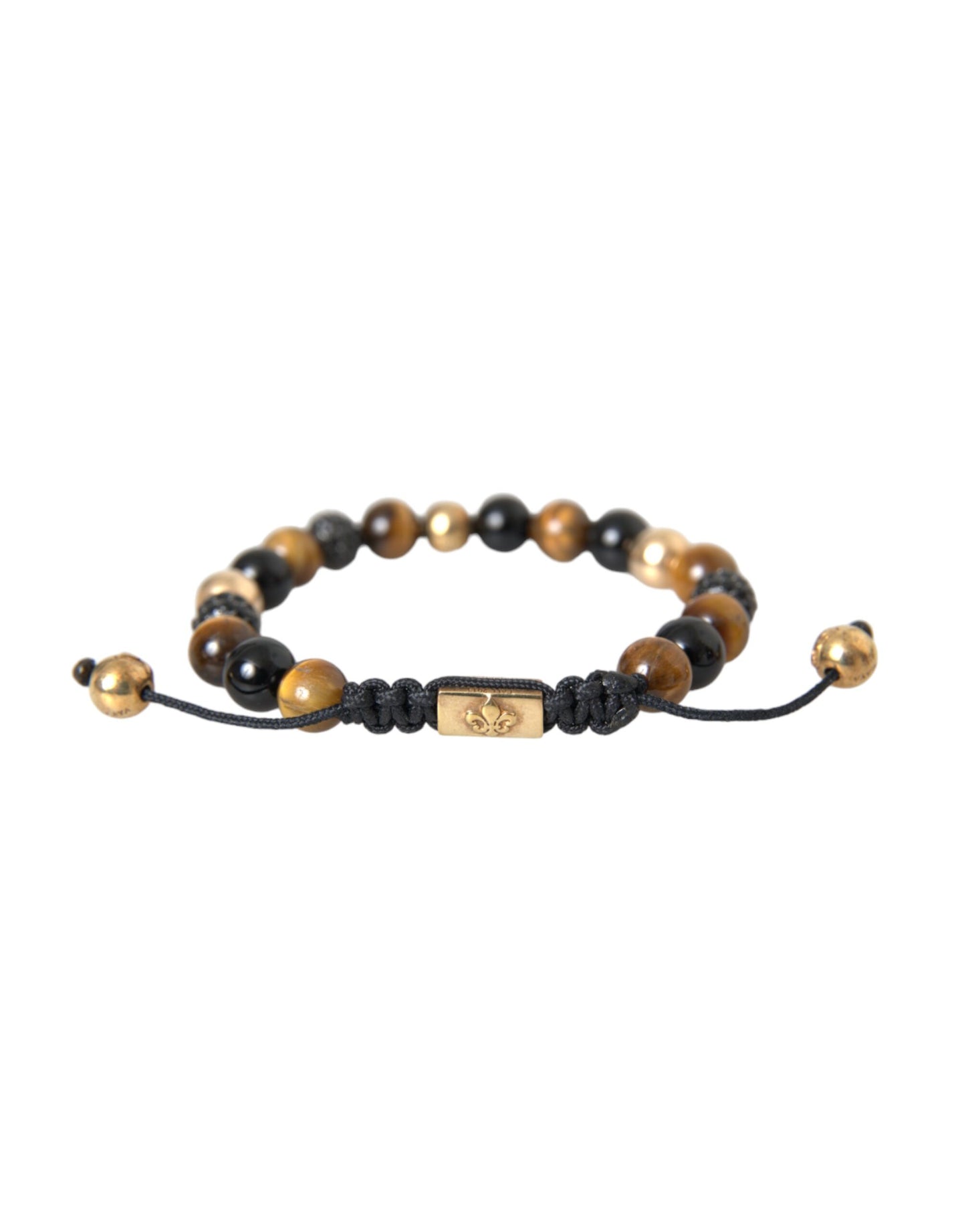 Nialaya CZ Ball Tiger Eye Stone Copper Beaded Men Bracelet Nialaya