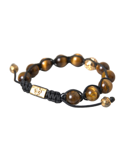 Nialaya CZ Brown Tigers Eye 925 Silver Bracelet Mens Nialaya