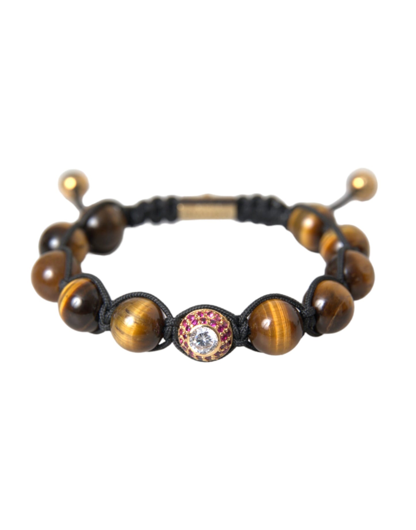 Nialaya CZ Brown Tigers Eye 925 Silver Bracelet Mens Nialaya