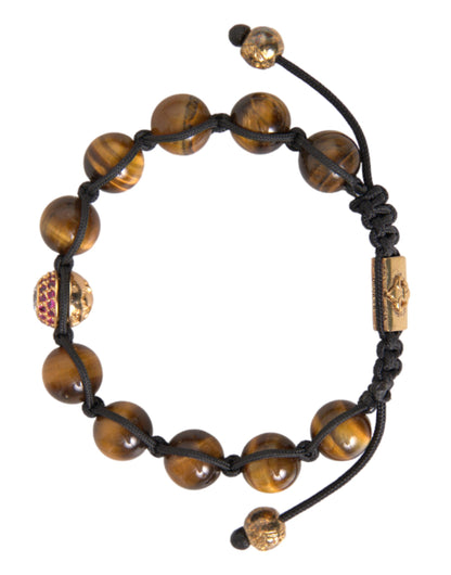 Nialaya CZ Brown Tigers Eye 925 Silver Bracelet Mens Nialaya