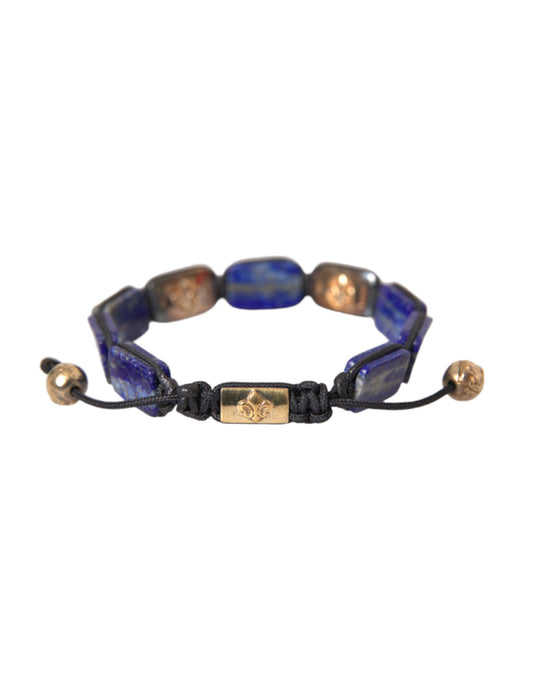 Nialaya Flat Bead Blue Lapis White CZ 925 Bracelet Mens Nialaya