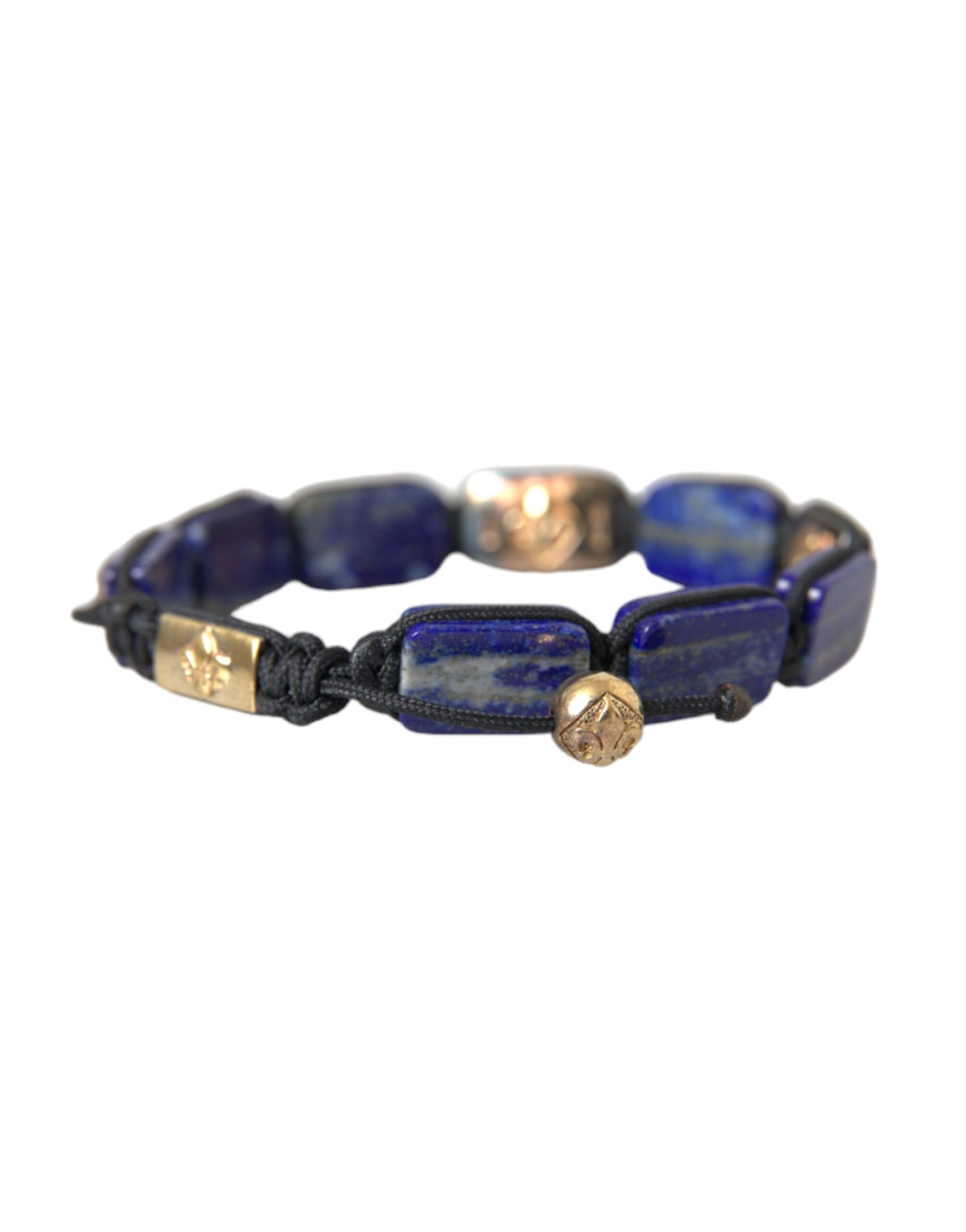 Nialaya Flat Bead Blue Lapis White CZ 925 Bracelet Mens Nialaya