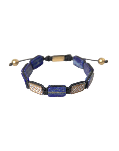 Nialaya Flat Bead Blue Lapis White CZ 925 Bracelet Mens Nialaya