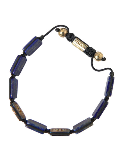 Nialaya Flat Bead Blue Lapis White CZ 925 Bracelet Mens Nialaya