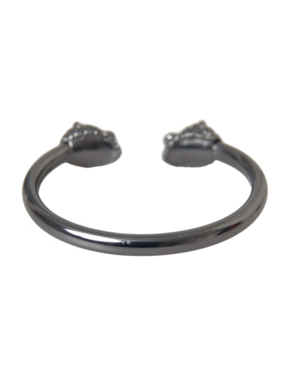 Nialaya Black Rhodium Lion Bangle Bracelet Women Nialaya