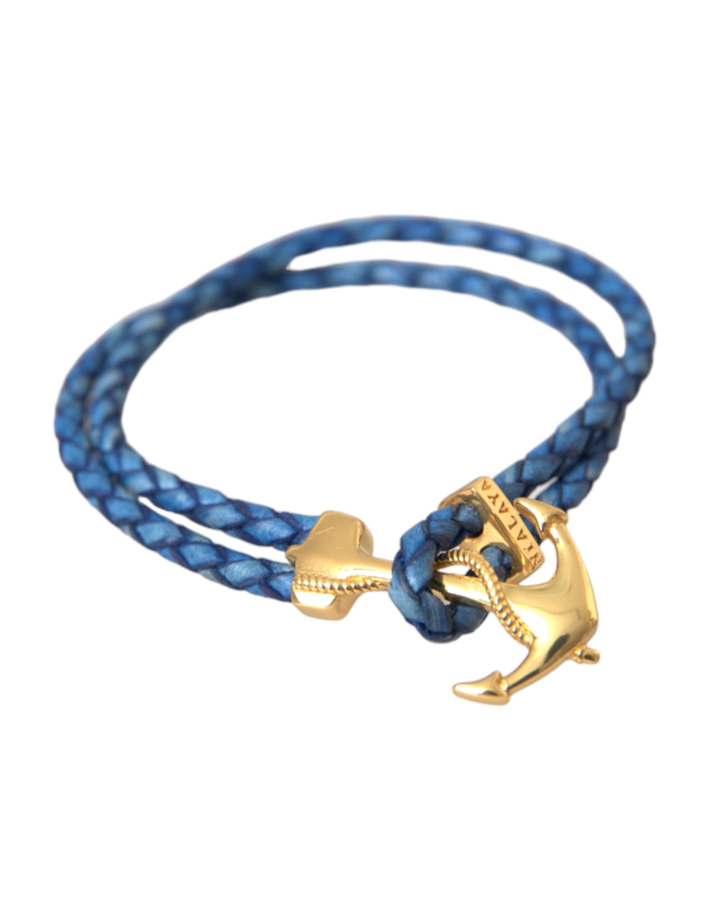 Nialaya Blue Gold Anchor 925 Silver Charm Bracelet Mens Nialaya