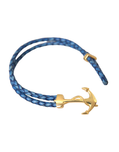 Nialaya Blue Gold Anchor 925 Silver Charm Bracelet Mens Nialaya