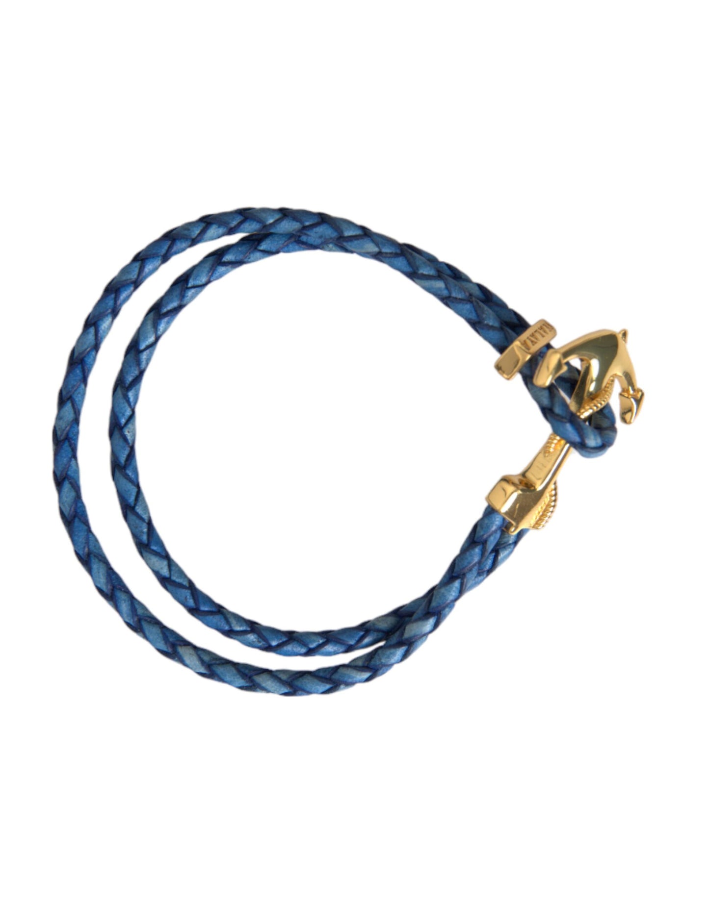 Nialaya Blue Gold Anchor 925 Silver Charm Bracelet Mens Nialaya