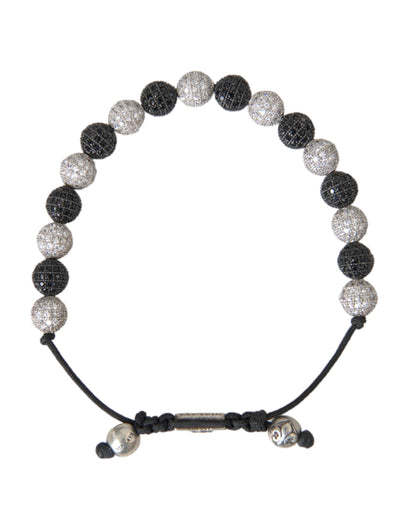 Nialaya CZ Crystal Ball Black White Beaded Bracelet Nialaya