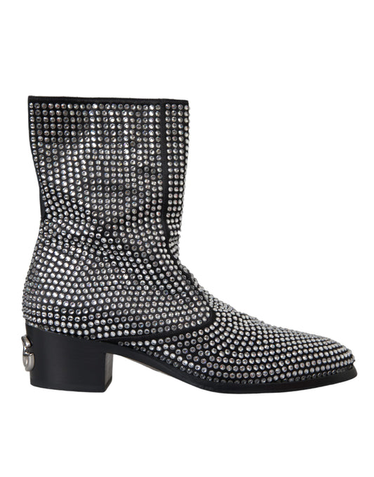 Dolce & Gabbana Black Rhinestone Crystal Chelsea Boots Shoes Dolce & Gabbana